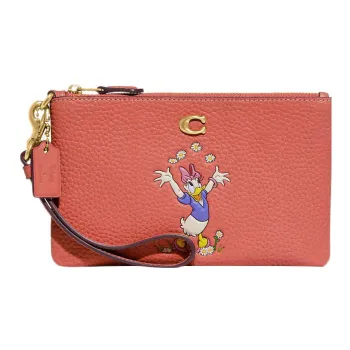 COACH Disney Collaboration Wristlet Leather Wrist Bags Clutches Small Size Women's Pink