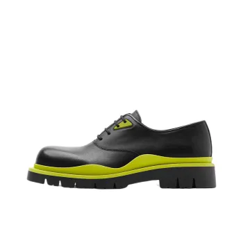 Bottega Veneta Tire Lace Up Leather Shoe Black Kiwi