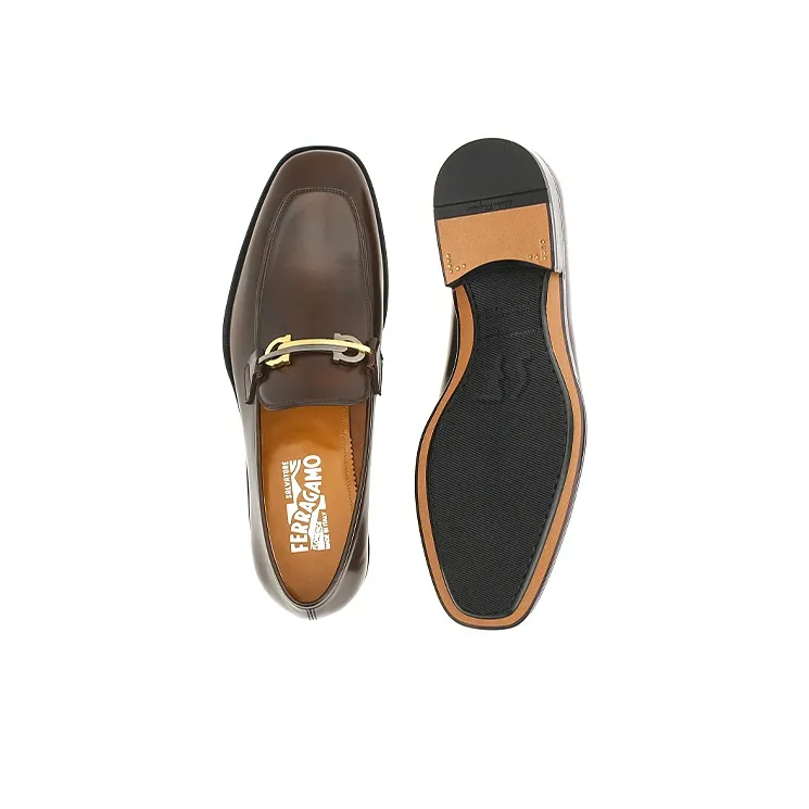 FERRAGAMO Gancini Men's Casual Shoes Men's Dark Brown-4