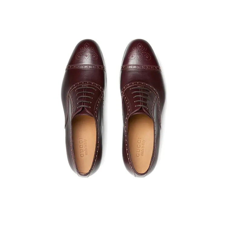 GUCCI Brogue Details Casual Shoes Men's Deep Red-2