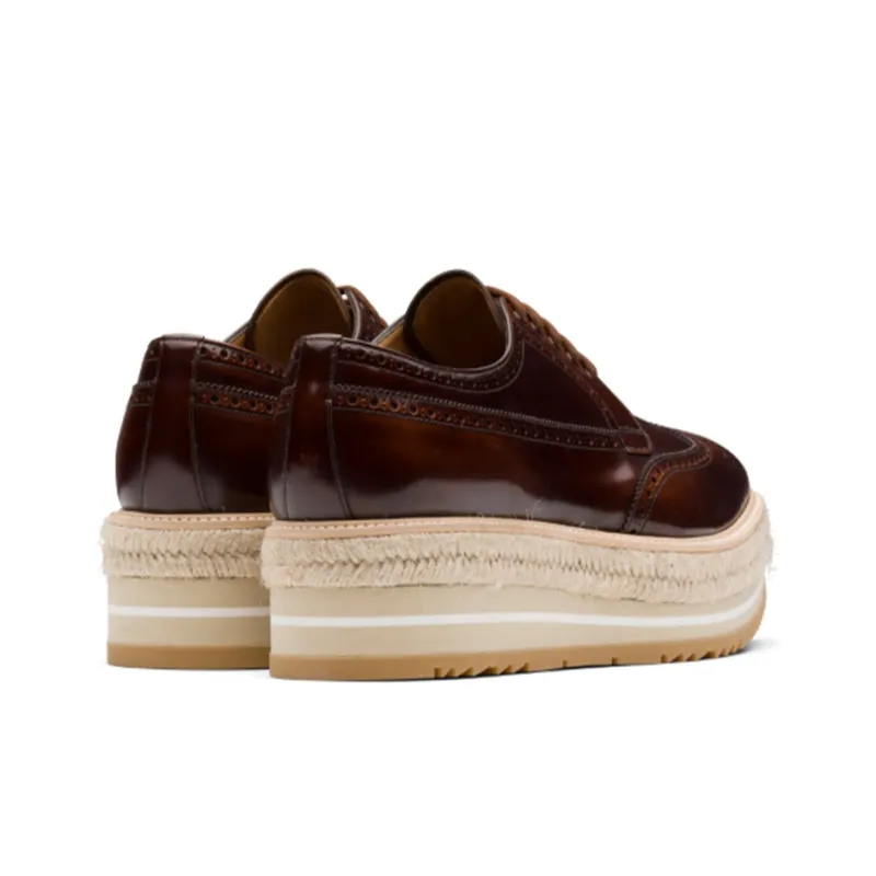 PRADA Fumé Low Top Platform Shoes Men's Brown-2