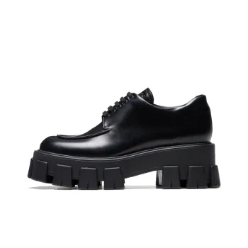PRADA Monolith Brushed Calf Derby Shoes 'Black' Women's