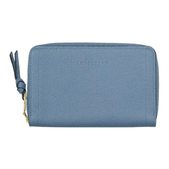 LONGCHAMP Mailbo Grain Cow Leather Wallet Women's Blue