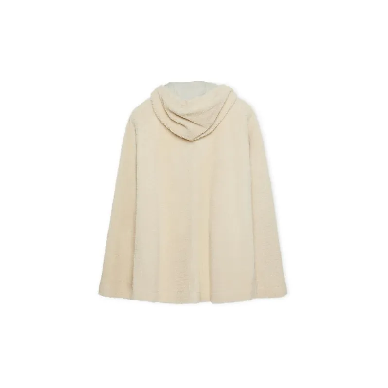 LOEWE Hooded Shearling Jacket 'Cream/Blue/Purple'-1
