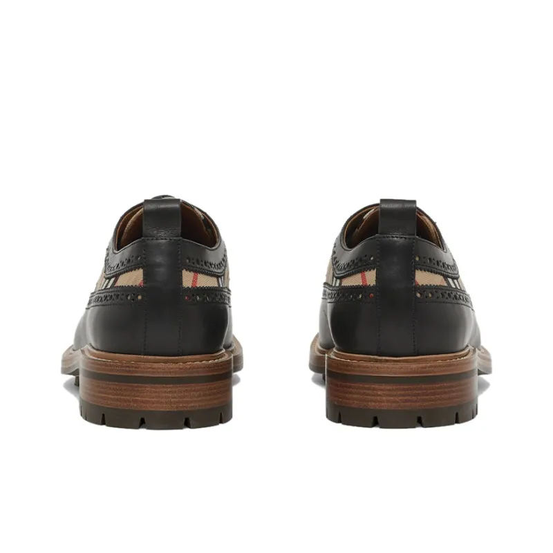 Burberry Vintage Derby Shoes Men's Black Brown-4