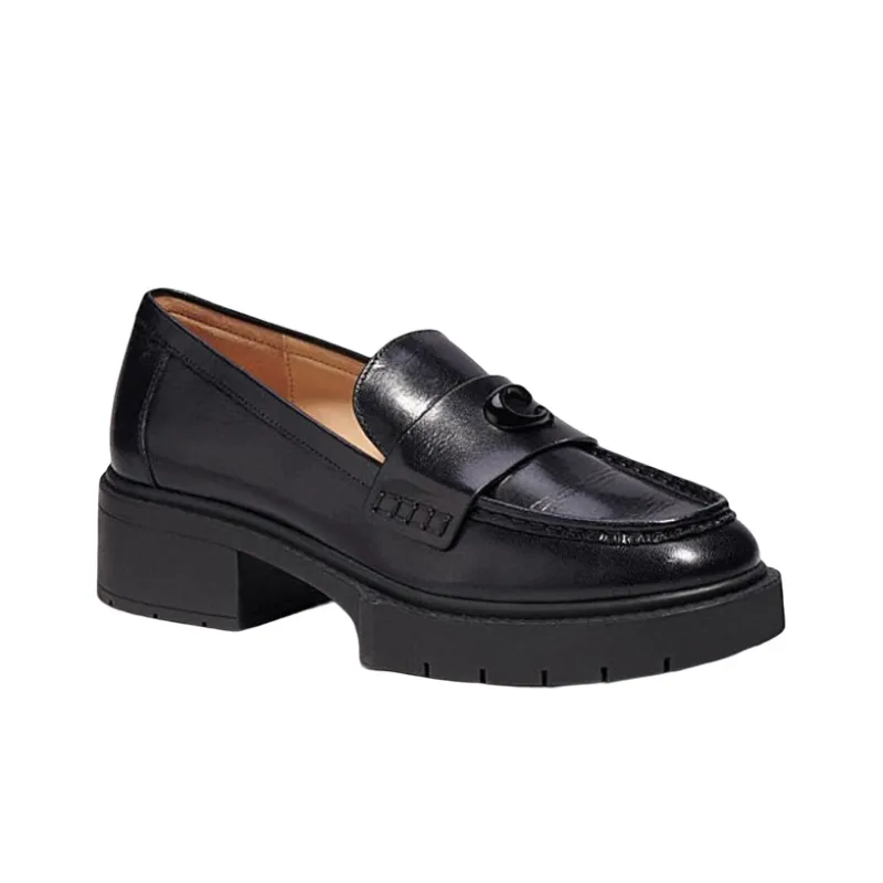 COACH Leah Chunky Sole Leather Loafers-1
