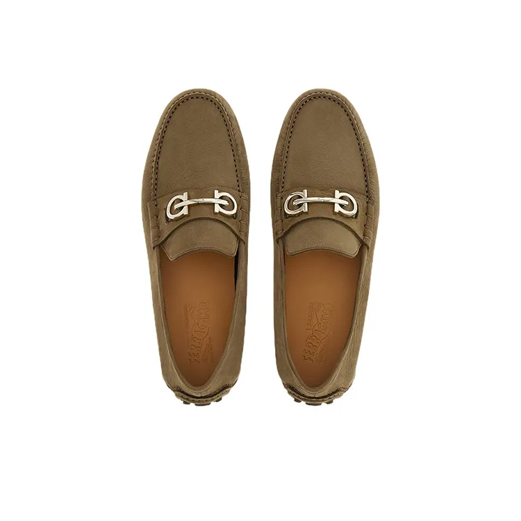 FERRAGAMO Gancini-plaque Suede Loafers-2