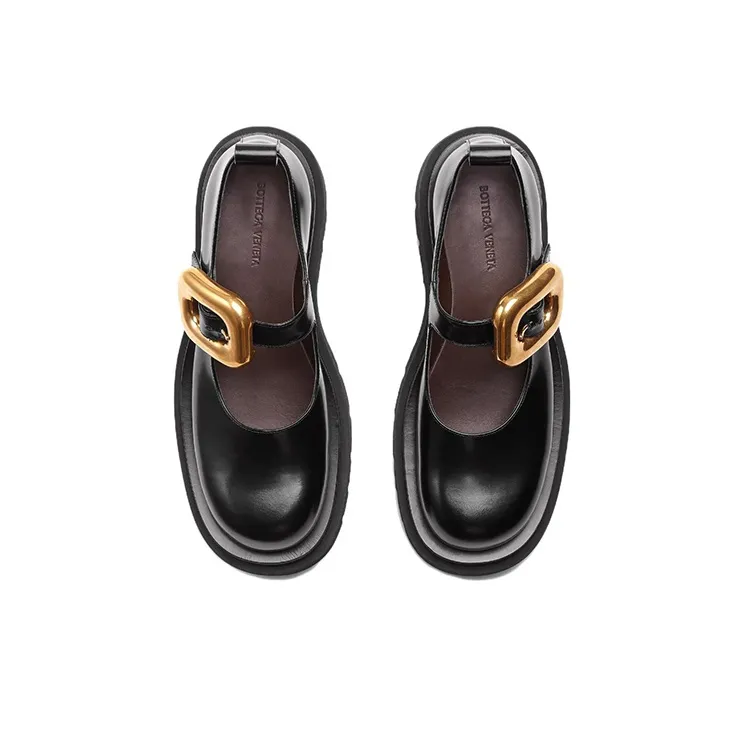 Bottega Veneta Lug Flat Platform Shoes Women's Black-1