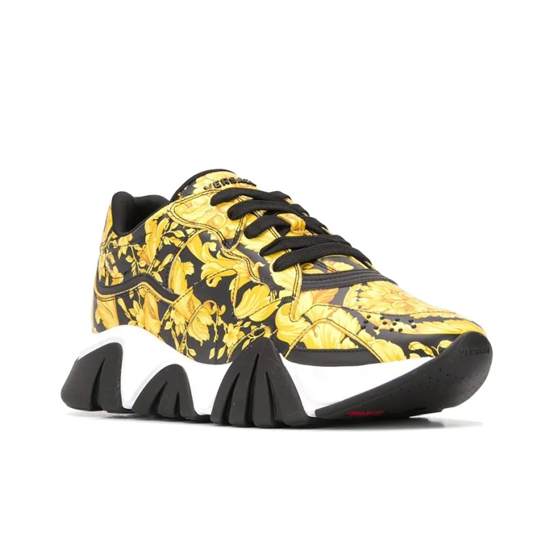 VERSACE Squalo Low Top Sports Casual Shoes Men's Black Gold-2