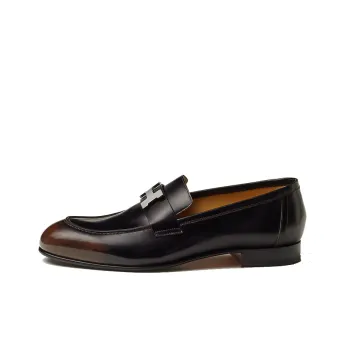 HERMES Paris Mokasin Shoes Men's Black Brown