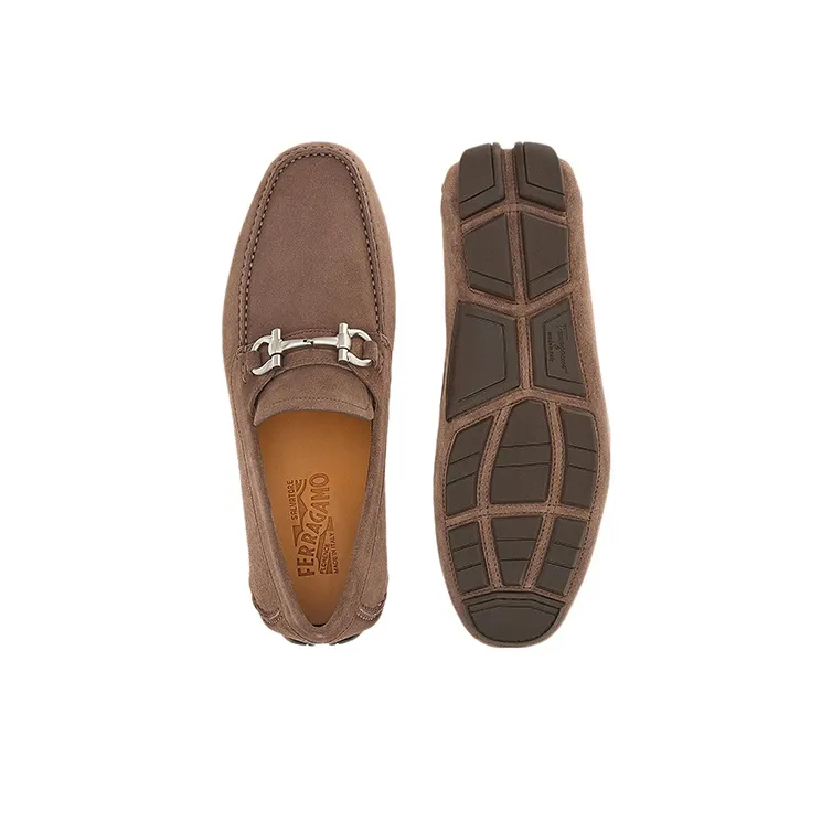 FERRAGAMO Gancini-plaque Suede Loafers-4