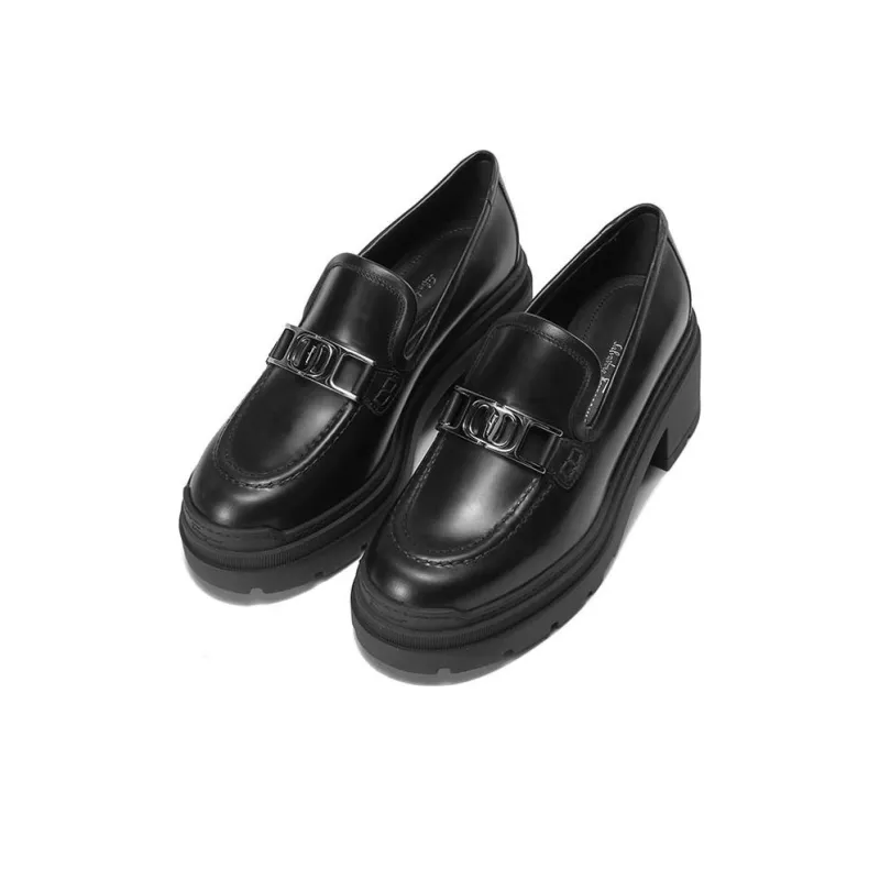 FERRAGAMO Vara Chain Leather 40mm Loafers-2