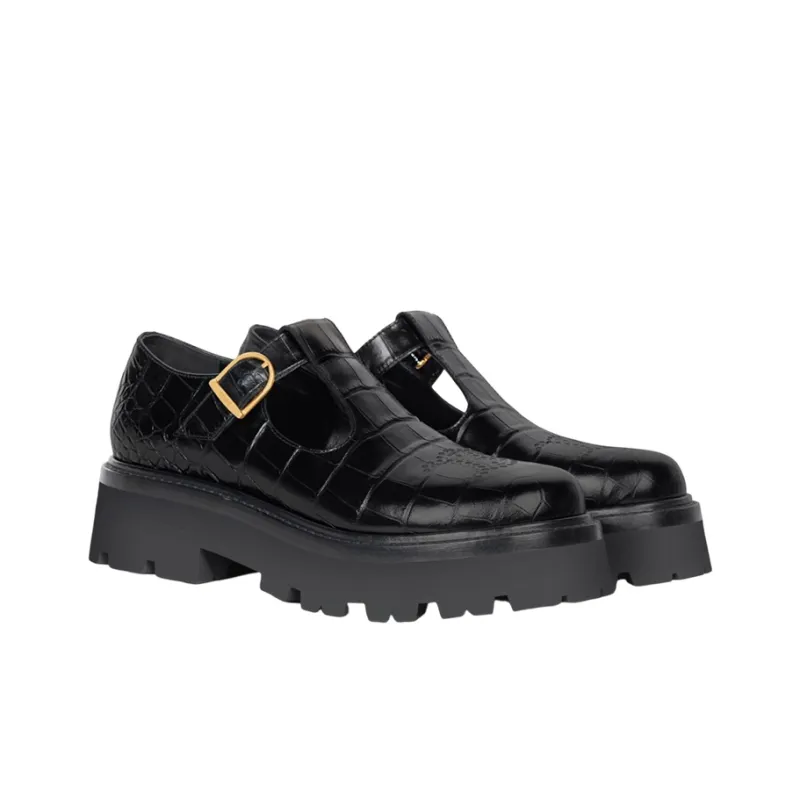 CELINE Triomphe Platform Shoes Women's Black-3
