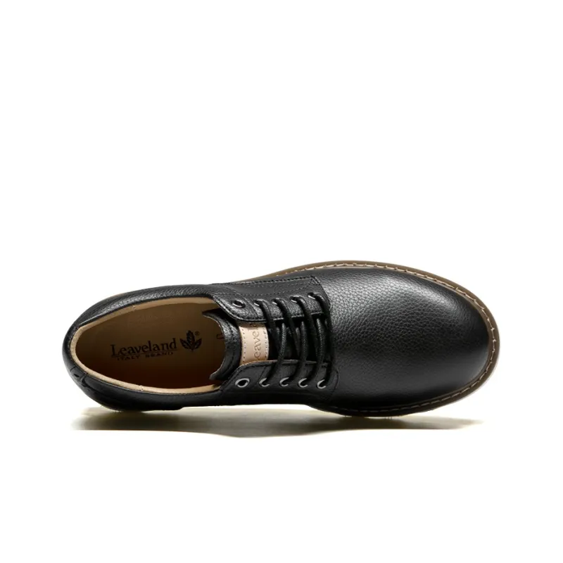 LEAVELAND Men's Casual Shoes Men Low Top Black/Brown-3