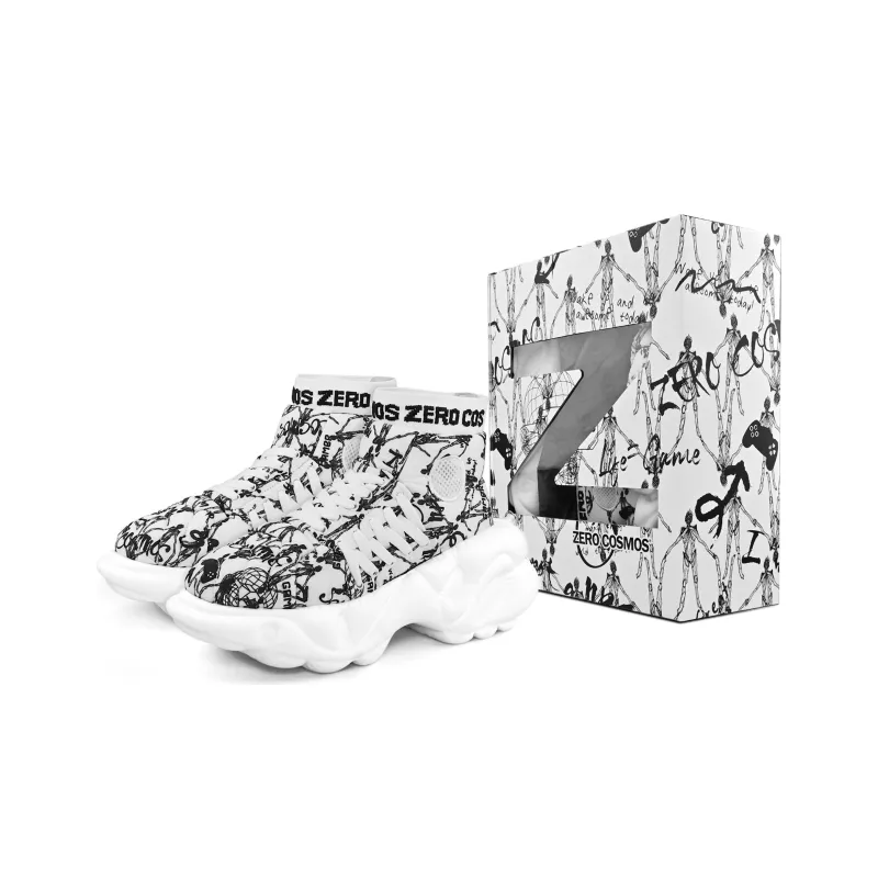 ZERO COSMOS Weightless Collection White Ghost Futuristic Fashion Platform Shoes Unisex Black White-5