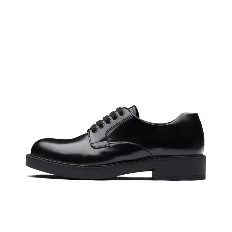 PRADA Brushed Leather Derby Shoes-0