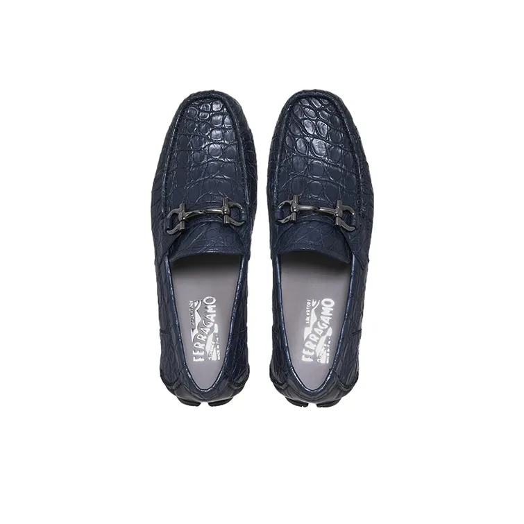 FERRAGAMO Gancini Casual Shoes Men's Blue-2