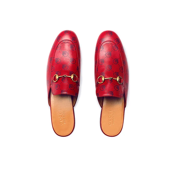 GUCCI Princetown Wrap-toe Slippers Men's Red-2