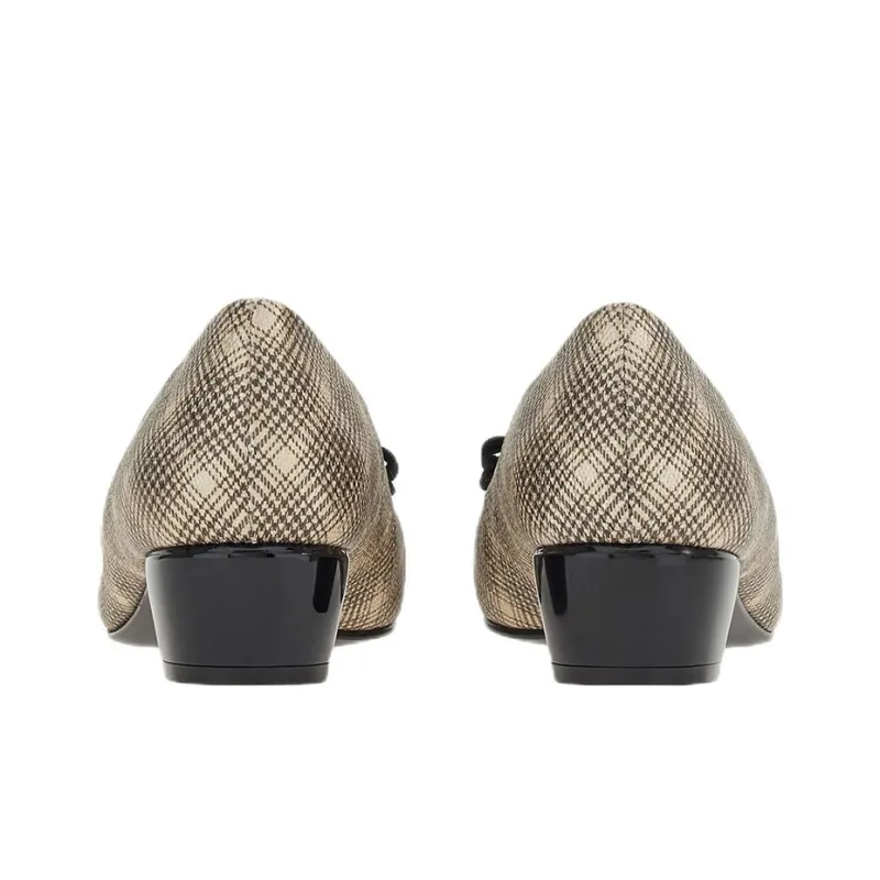 FERRAGAMO Vara Chunky Heel Mid-Low Heel Mary Jane Shoes Women's Gold Black-3
