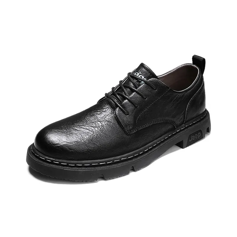 Jeep Leather Casual Shoes Men's Black-2