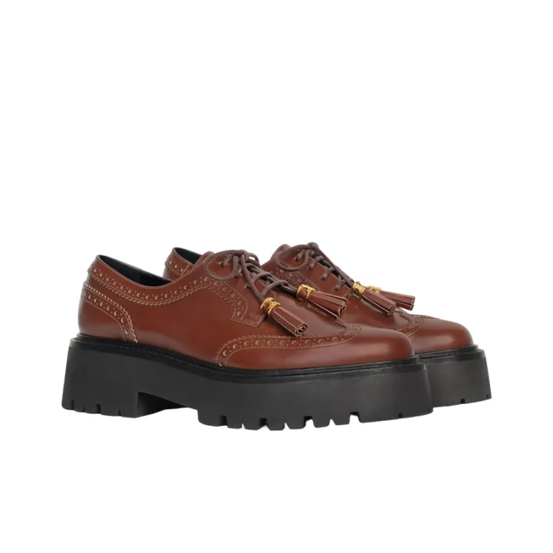 CELINE Platform Shoes Women's Red Brown-2