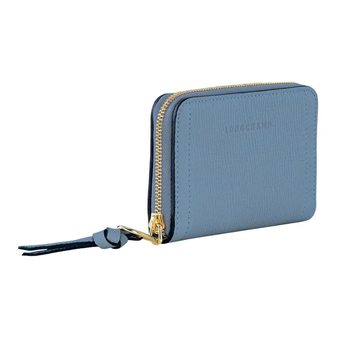 LONGCHAMP Mailbo Grain Cow Leather Wallet Women's Blue-1