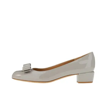 FERRAGAMO Vara Block Heel Mary Jane Shoes Women's Gray