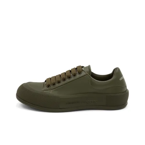 Alexander McQueen Leather Deck Plimsoll Khaki