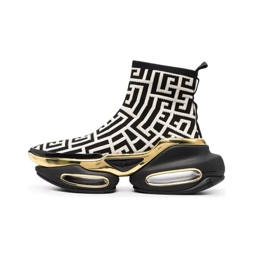 BALMAIN B-Bold High-Top FAIRY Shoes Women's Black Gold