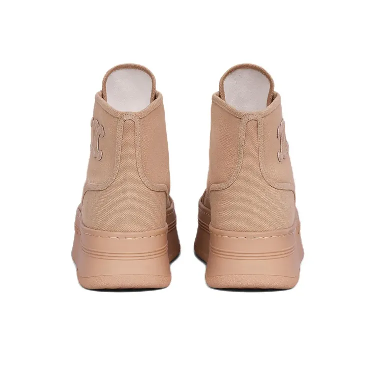 CELINE Triomphe High-Top Platform Shoes Women's Sand-4