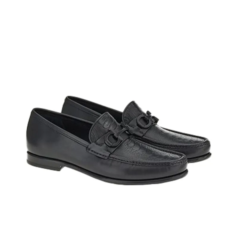 FERRAGAMO Crocodile-Embossed Leather Loafers-1