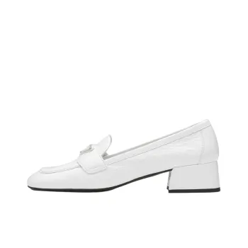 PRADA Block Heel Mary Jane Shoes Women's White