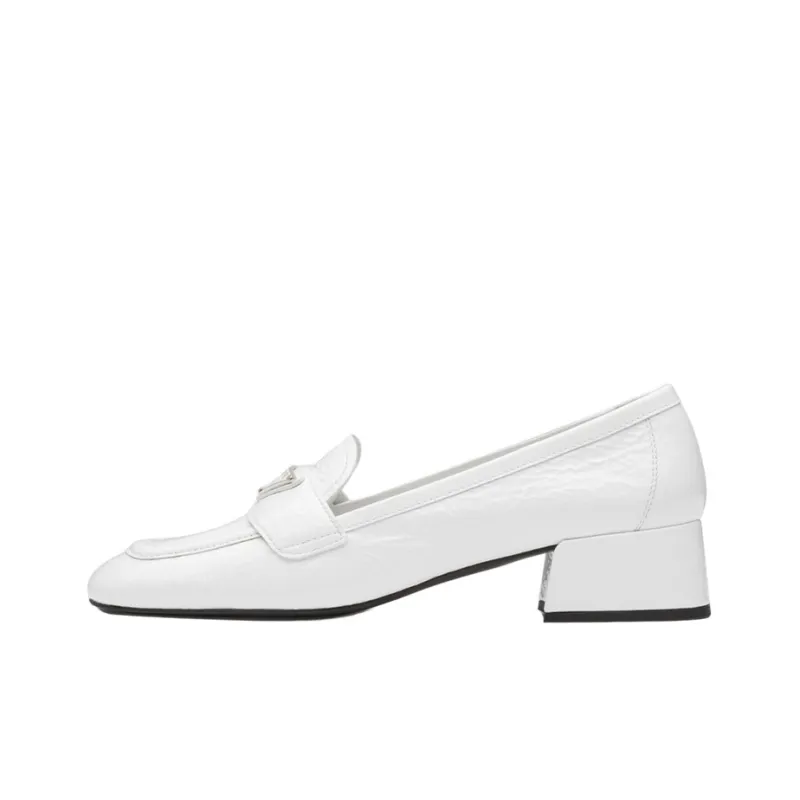 PRADA Block Heel Mary Jane Shoes Women's White-0