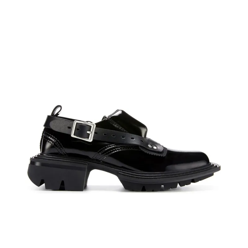 Untitlab #11 Reel Derbies Black Belt Low Top Platform Shoes Unisex Black Silver-1