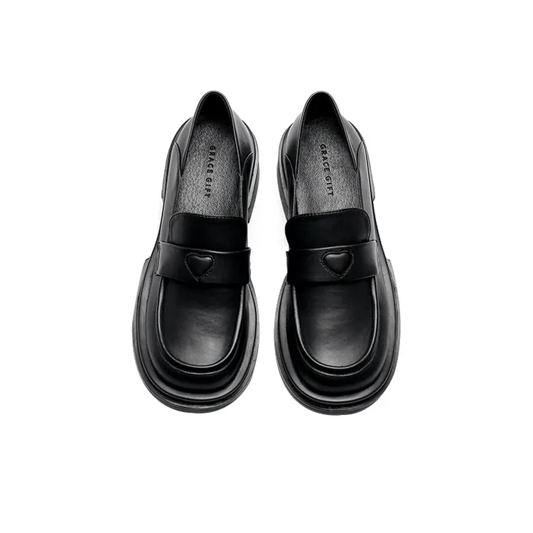 GRACEGIFT Loafers 4.5cm Women's Black White-8