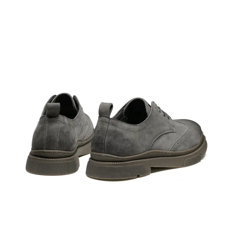 LEAVELAND Men's Casual Shoes Men Low Top Khaki/Gray-6