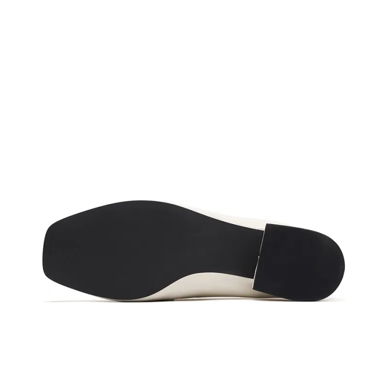 Clarks Chunky Heel Loafers Women's White-4