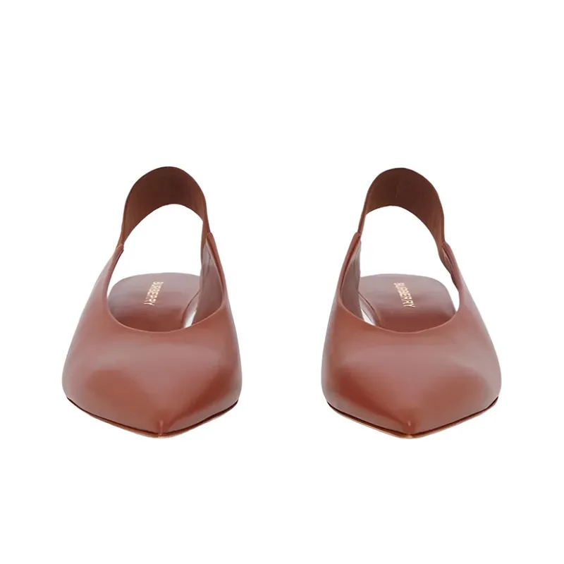 Burberry Chisel Slim Heel Mary Jane Shoes Women's Tan-2