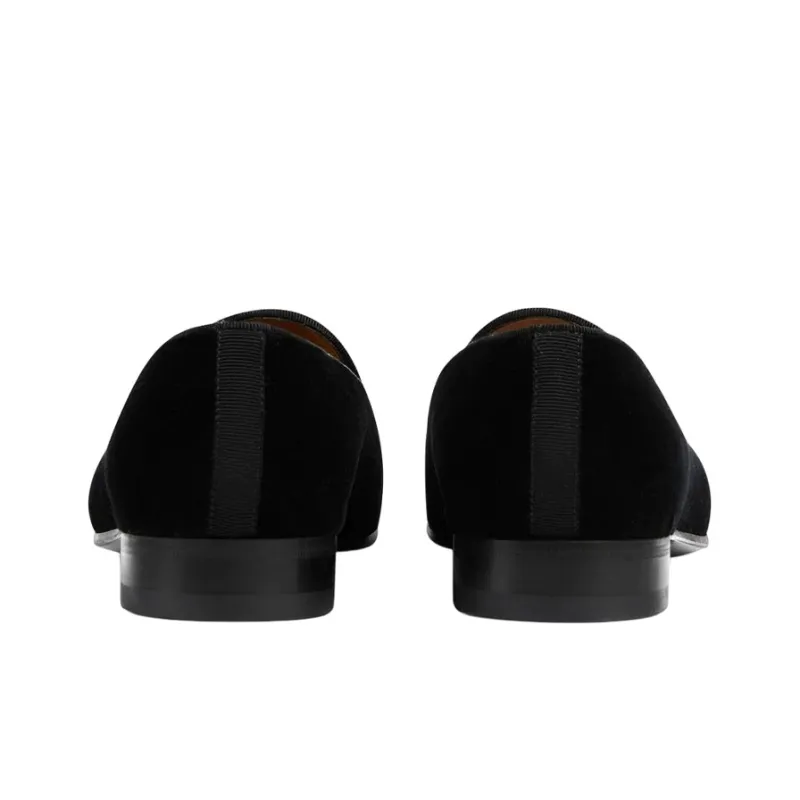 GUCCI Gallipoli Horsebit Velvet Loafers 'Black'-3