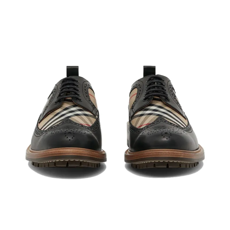 Burberry Vintage Derby Shoes Men's Black Brown-2
