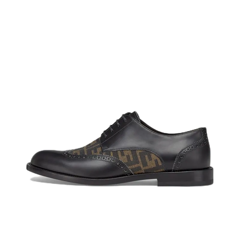 FENDI FF Motif Detail Derby Lace Up Shoes-0