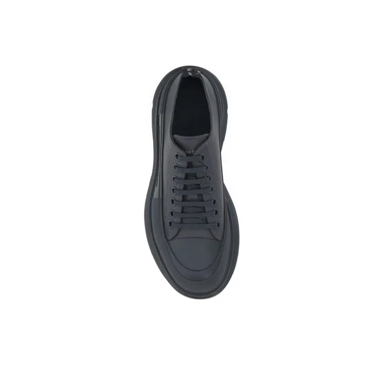 Alexander McQueen Tread Slick Low Lace Up Leather Grey-4