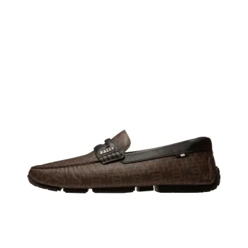 BALLY Chain Logo print Leather Loafers