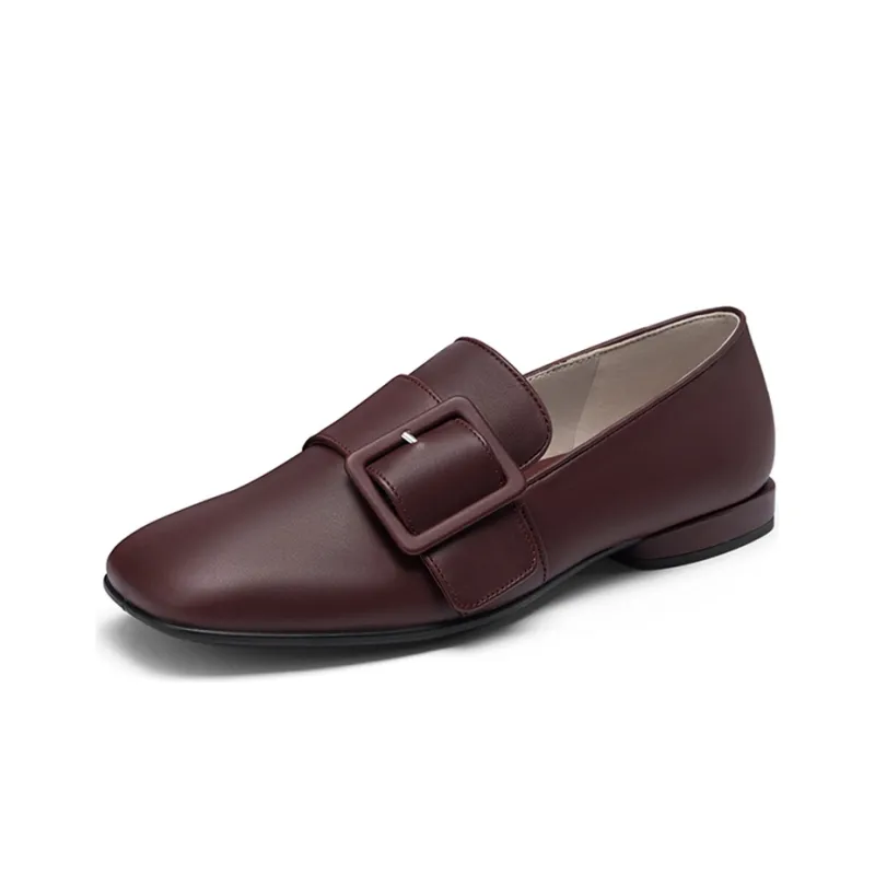 Ecco Annie Square Toe Collection Flat Shoes Women's Burgundy-2