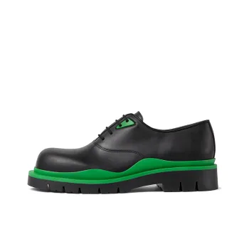 Bottega Veneta Tire Lace Up Leather Shoe Black Green