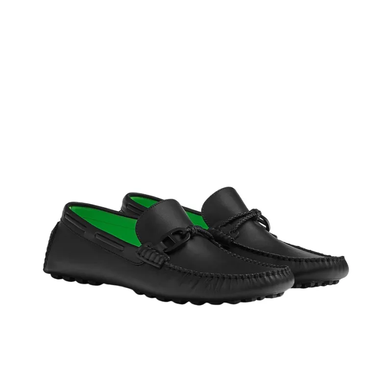 HERMES Alessandro Loafers Men's Black-3