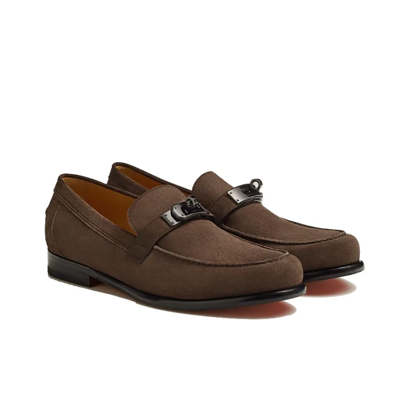 HERMES Destin Mokasin Shoes Men's Ebony Brown-2