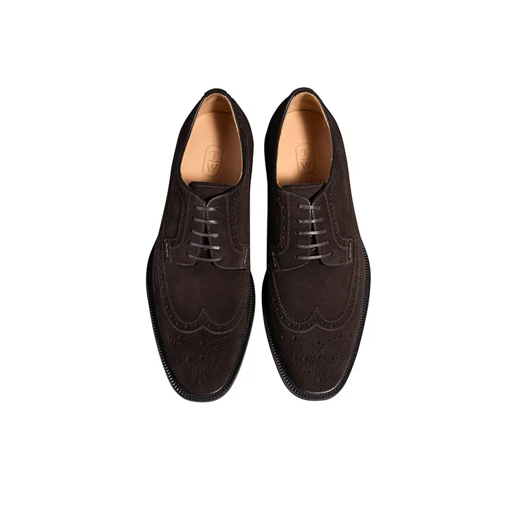 THOM WILLS Brogue Derby Shoes In British Style Casual Shoes Men's Dark Coffee-2