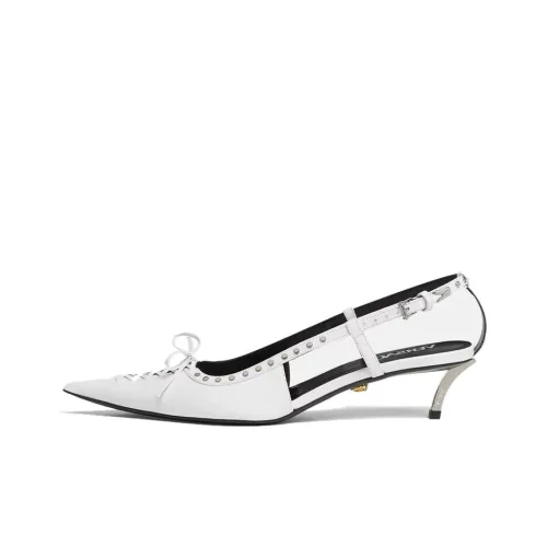VERSACE Slim Heel Mid-Low Heel Shoes Women's White