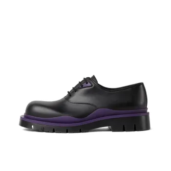 Bottega Veneta Tire Lace Up Leather Shoe Black Plum